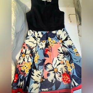 Dressbarn Navy Blue Floral A Line Dress